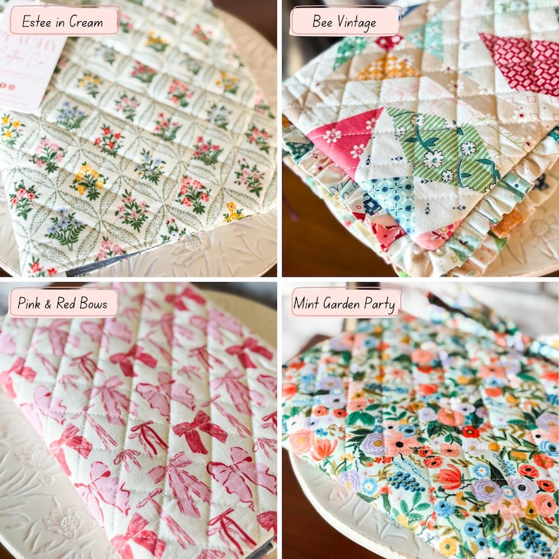 E-Reader, Tablet oder Computer Tasche mit Reißverschlusstasche aus wattiertem Baumwollstoff Bild 6