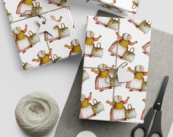 Gift Wrapping Paper Sheets, 1pc - Strega Nona Design, Italian Folklore, Magical Witchcraft, Wrapping Paper Roll, Gift Wrap for Kids