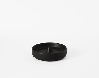 Handmade Concrete Incense Holder, Minimalist Dish, Black Boho Home Decor