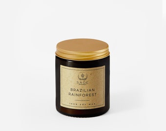 Brazilian Rainforest, Amber Soy Wax Jar Candle