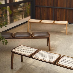 Bench, Minimalist Wooden Bench, Bench for Living room or Dining room, Rustic Entryway Bench, Cane Seat