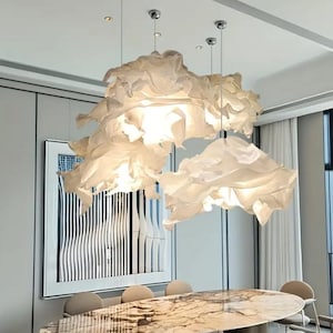 Lampada a sospensione a forma di nuvola, lampada di carta minimalista unica, lampada artistica fatta a mano, lampada a sospensione moderna, lampada a sospensione per soggiorno, regalo unico per la casa