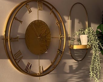 Oversized Gold Wall Clock with Led