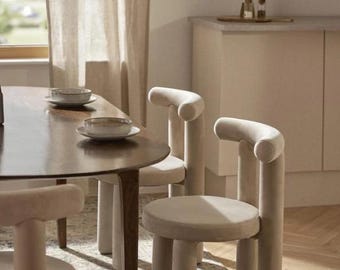 Modern Scandinavian Fabric Chair, Unique Minimalist Chair, Minimalist Soft Chair, Unique Home Furniture, Beige Soft Seating, Comfy Seating