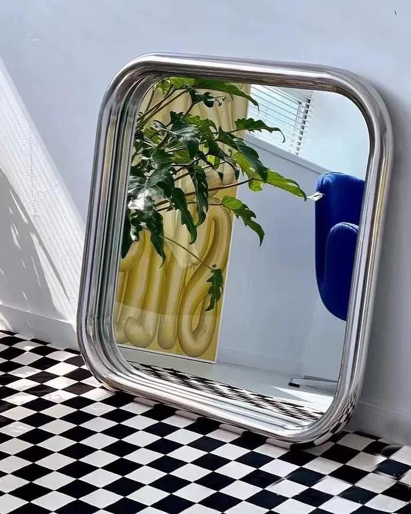 Mid Century Mirror, Metal Mirror, Minimalist Wall Mirror, Rustic Wall Mirror, Vintage Style Oval Mirror, Retro Home Decor