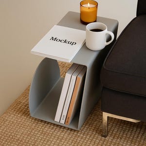 Modern Minimalist Metal Side Table, Metal Book Holder, Metal End Table, Coffe Table for Living Room