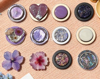 Solid Colour Handmade Phone Grip, Real Flower Magnetic Phone Base, Hibiscus Floral Folding Grip For Kindle