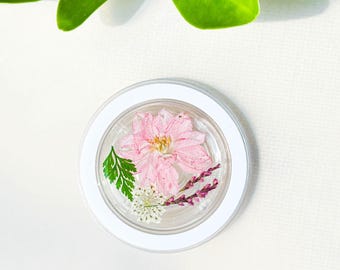 Real Rose Daisy Flower Handmade Phone Grip, Magnetic Pressed Fern Leaf Plant Grip, Dried Mushroom Strawberry Fruit Folding Grip For Kindle