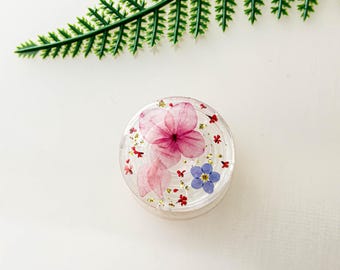 Real Pansy Daisy Flower Handmade Phone Grip, Magnetic Four Leaf Pressed Leaf Phone Grip, Forget Me Not Baby&#39;s Breath Folding Grip For Kindle
