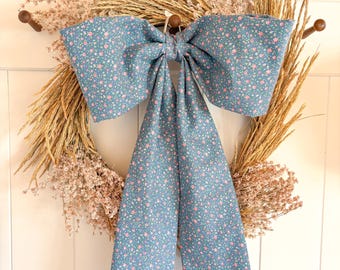 Dainty Floral Farmhouse Bow | Extra Large | Door Decor | Basket Bow