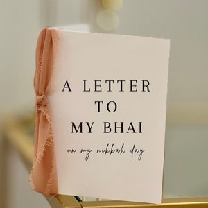 Premium ""To My"" Bhai/Brother Leinen Karte | Nikkah-Karte | Shaadi-Karte | Hochzeitskarte | Hochzeitstag der Karte | Desi Bruder Karte
