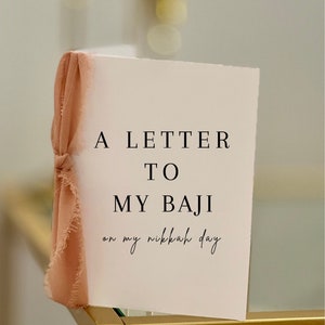 Carta di lino Premium "Alla mia" Baji/Sorella / Carta Nikkah / Carta Shaadi / Carta di matrimonio / Carta del giorno del matrimonio / Carta Sorella Desi