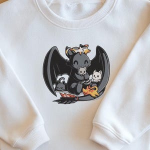 Embroidered Dragon Sweatshirt, Tips for Training Your Cat Hoodie, Viking Hunter-Design, Cute Beast Sweater, Perfect Gifts for HTTYD Lover