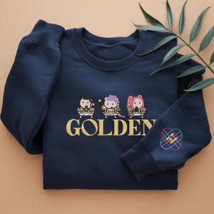 Embroidered KPOP Band Huntrix Sweatshirt, Demon Hunter Cute Design, Huntrix Fan Hoodie, Saja Girls Mira Rumi Zoey Shirt, Gift for KPOP Fan