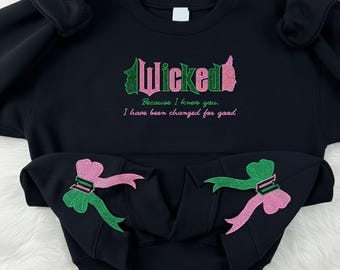 Wicked Glitter Embroidered Sweatshirt: Defying Gravity Side Bows Hoodie, Christmas Gifts for Her