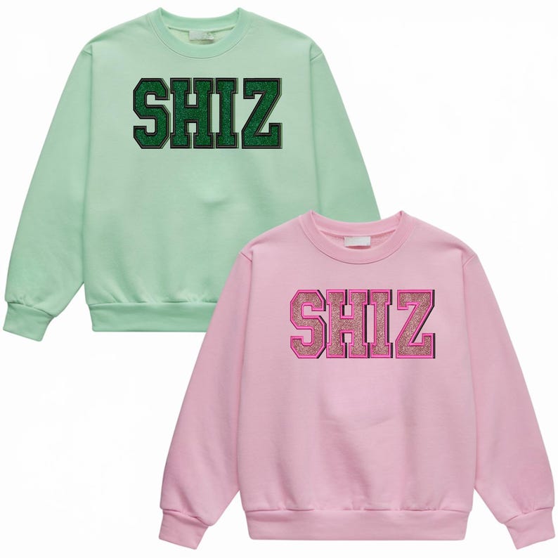 Shiz Elphaba Glinda Glitter Embroidered Sweatshirt, Wicked Musical Movie Fan Gift, Shiz University Wicked Winter Hoodie, Defying Gravity image 1