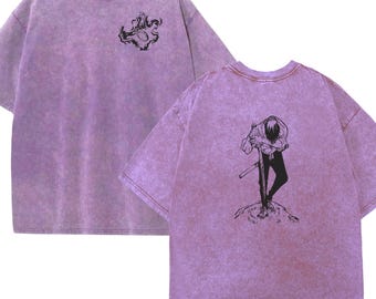 Camisa bordada de anime: Design de técnica amaldiçoada - Algodão orgânico