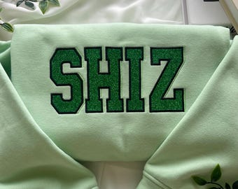 Shiz Elphaba Glinda Glitter Embroidered Sweatshirt, Wicked Musical Movie Gift, Shiz University Wicked Winter Hoodie, Halloween Gift for Her
