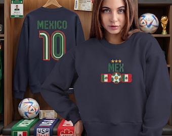 Sweat-shirt brodé personnalisé Coupe du monde 2026 Mexique, équipes nationales de football - T-shirt États-Unis Canada Argentine Brésil Portugal France Allemagne
