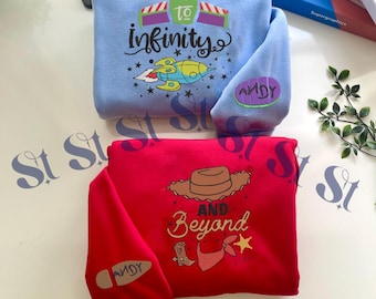 Sudadera bordada de Toy Story, sudadera con capucha de Disneyland, regalo de vacaciones para fans, camiseta de Woody y Buzz Lightyear, camiseta familiar a juego