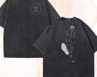 Camiseta de anime bordada: Batalla de brujería, diseño manga de seis ojos