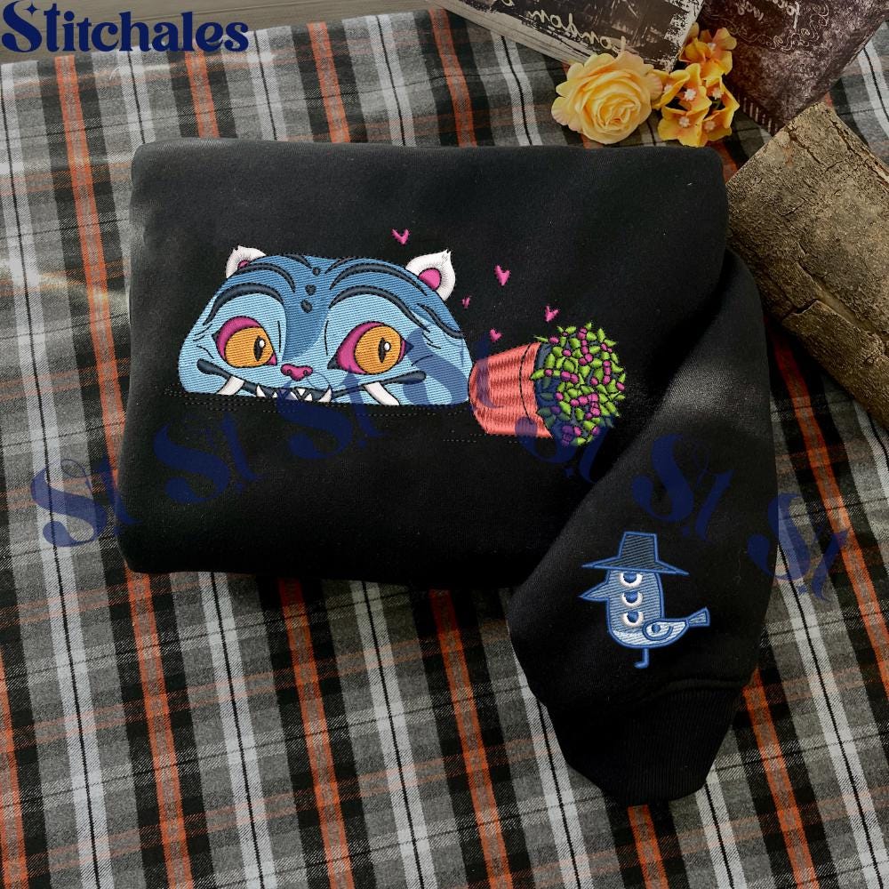 Embroidered Tiger & Bird Sweatshirt: KPOP Huntrix Band Design