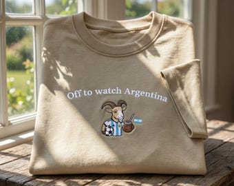 Sweat Argentine brodé pour regarder, cadeau drôle de fan de football Argentine, t-shirt chèvre coupe du monde, haut de fan de sport de football