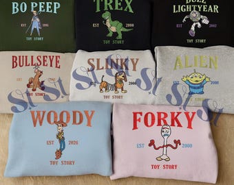 Sudadera bordada de Toy Story, sudadera con capucha de Disneyland, regalo de vacaciones para fans, camiseta familiar a juego con parque temático, camiseta familiar a juego