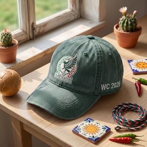 Custom Embroidered Mexico World Cup 2026 Hat, Personalized Dad Hat Custom Text, El Tri Mexico National Team Football Cap, Gorra de México
