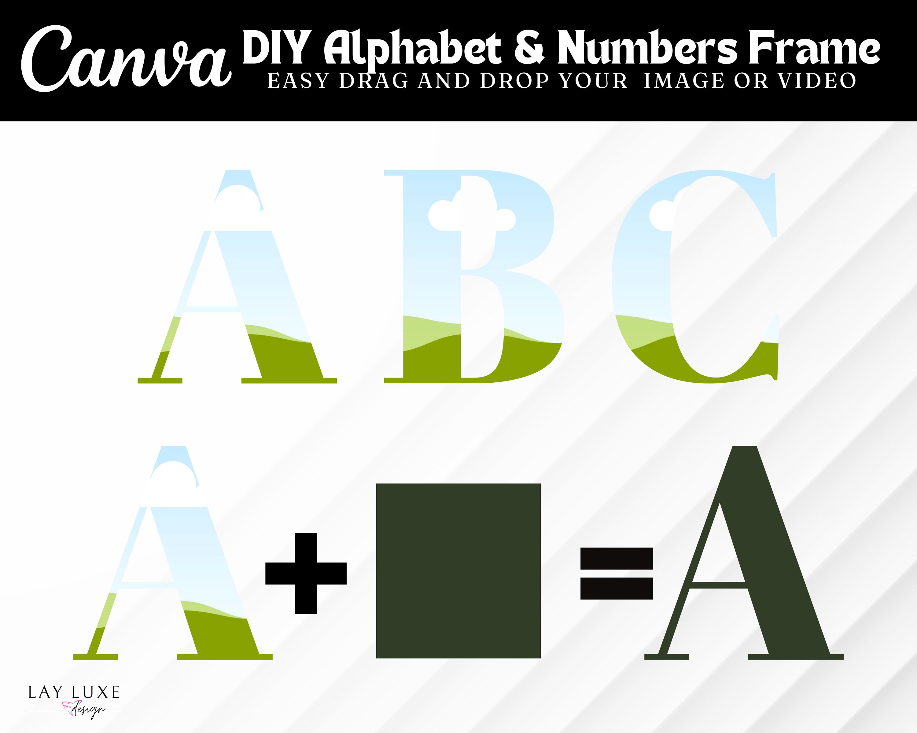 Modern 1 DIY Alphabet & Numbers Frame Template, Canva Frame Doodle ...