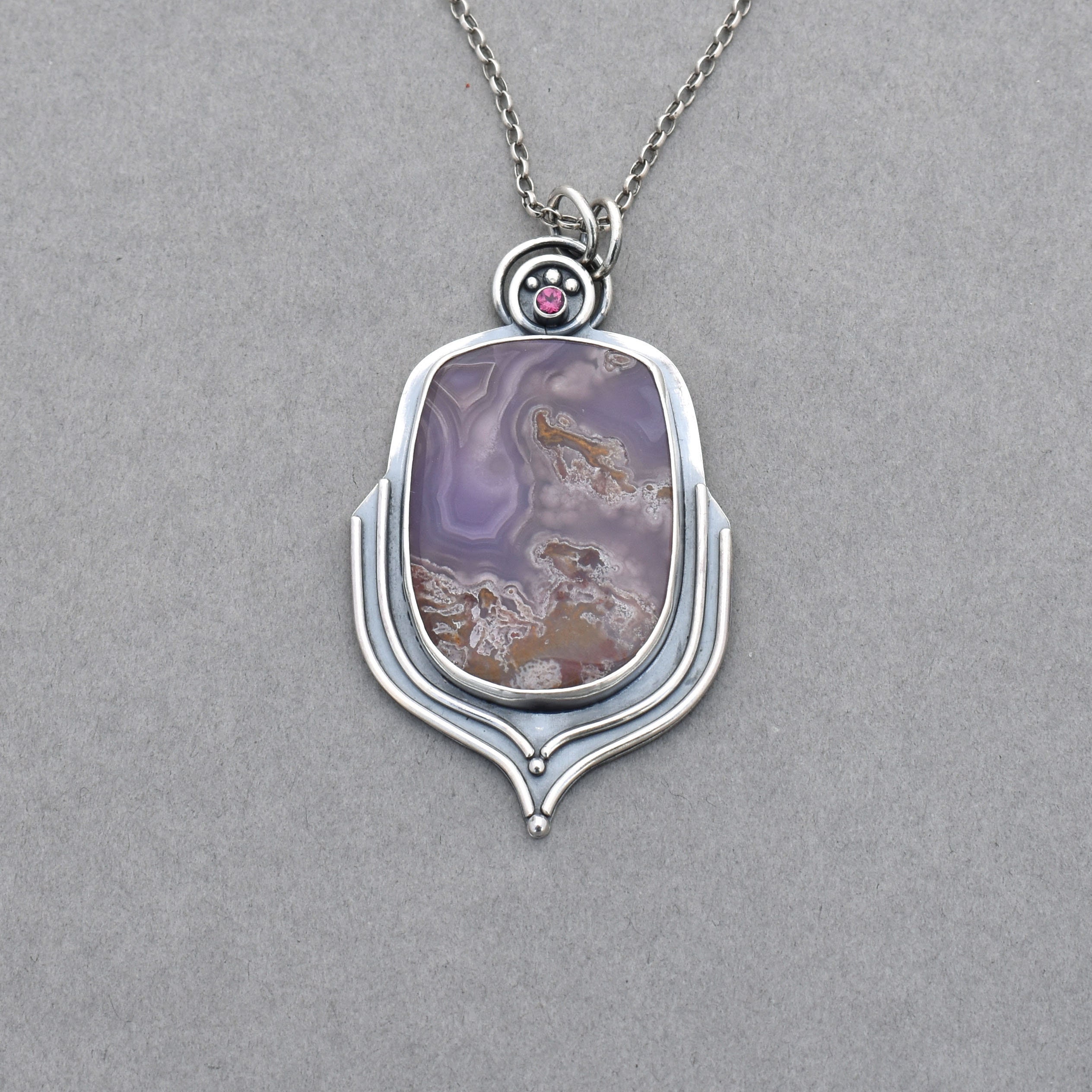 Agua Nueva Agate Pendant. Curvy Purple Agate Necklace With Floral  Impression. Flower Blossom Jewelry. Handcrafted Statement Jewelry. - Etsy