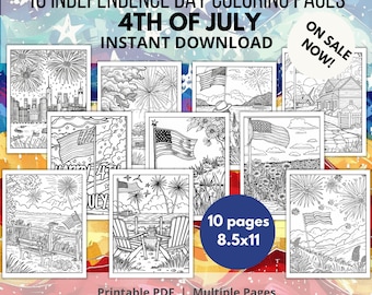 4th of July Coloring Pages: Independence Day Printable (Digital Download)