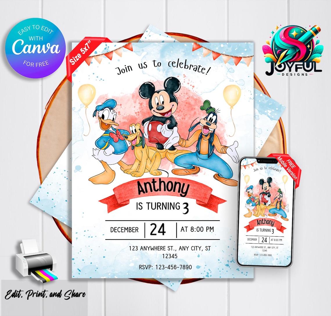 Mickey Mouse Birthday Invitation | Mickey and His Friends Party Invite ...