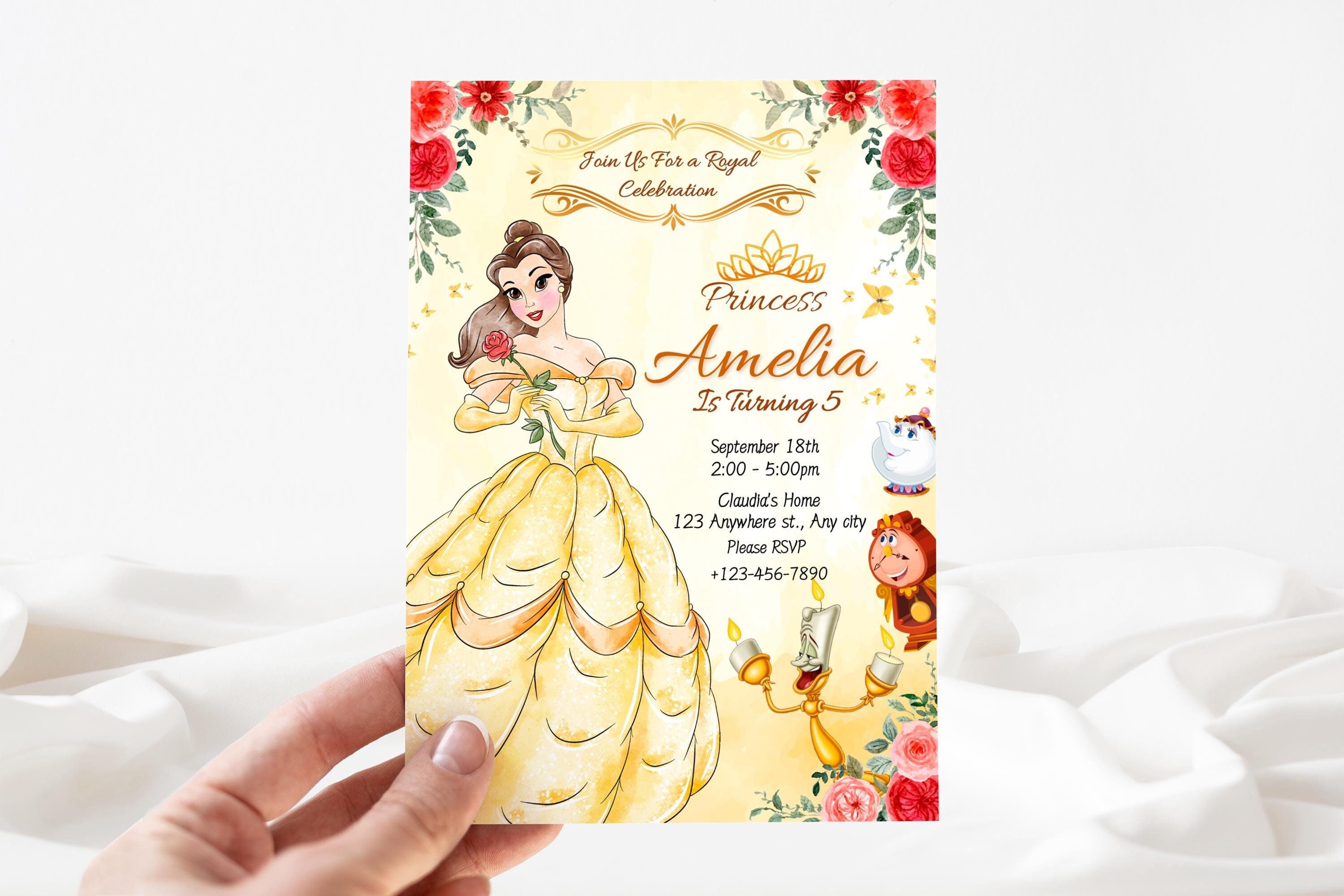 Beauty And The Beast Birthday Invitations www.etsy.com