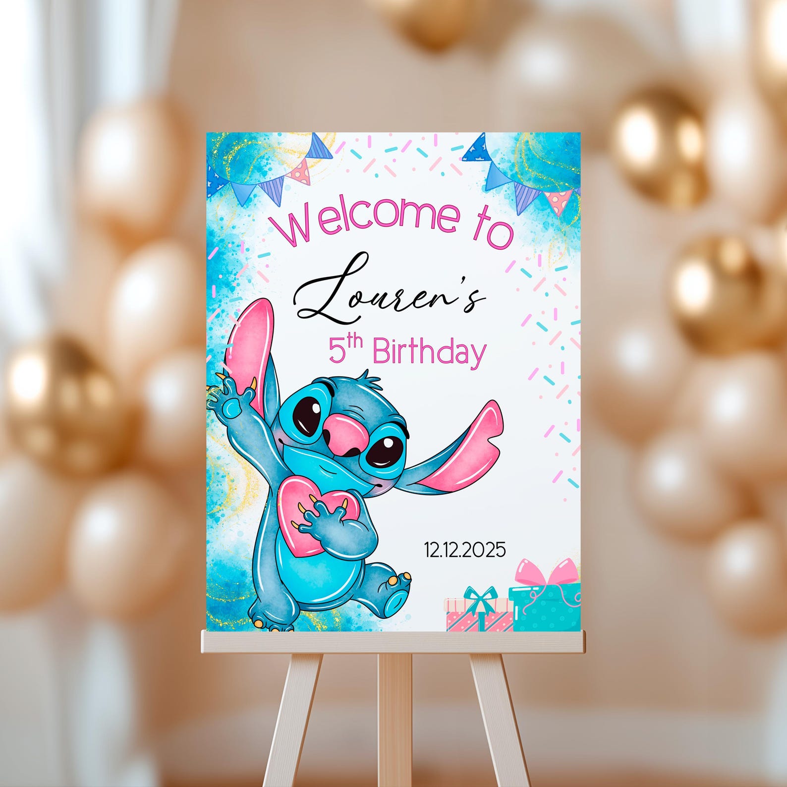Stitch Welcome Spring Stitch Birthday Welcome Sign Template, Stitch Welcome Sign - Printable ...