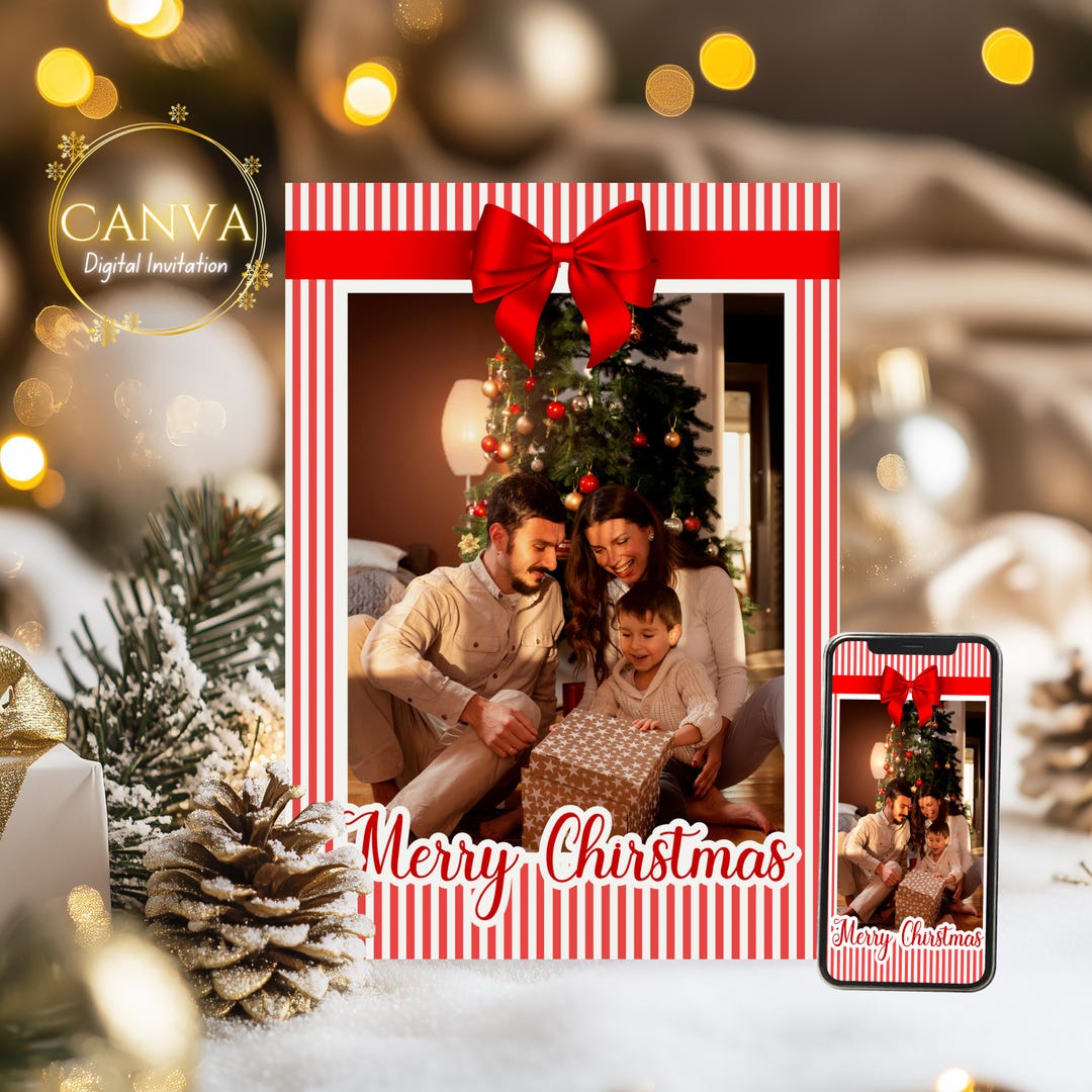 Merry Christmas Photo Card Template | Editable Holiday Card | Printable ...