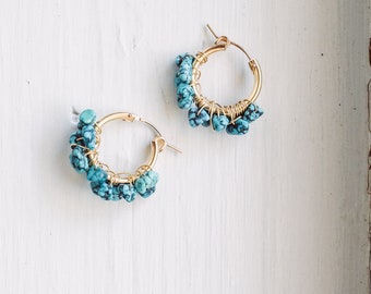 Mini Turquoise Hoop Earrings
