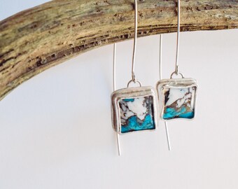 Turquoise and White Buffalo Earrings