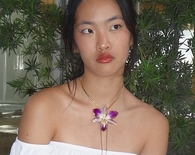 Real handmade orchid necklace