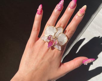 Real phalaenopsis orchid ring