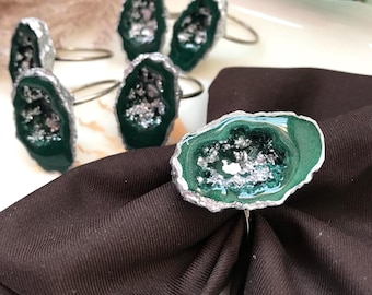 Green Resin Napkin Rings, Handmade Table Decor, Party Table Design