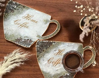 Personalised Resin Coaster, Custom Coffee Lover Gift and Home Decor, Jewellery Dish & Candle Holder