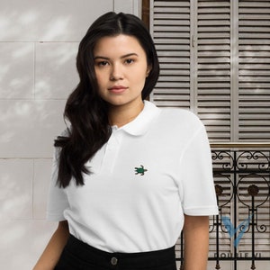 Embroidered Turtle Polo Shirt, Turtle Embroidery Shirt, Turtle Shirt, Blue Sea Turtle, Ocean Lovers Shirt, Cute Gifts, Animal Lover