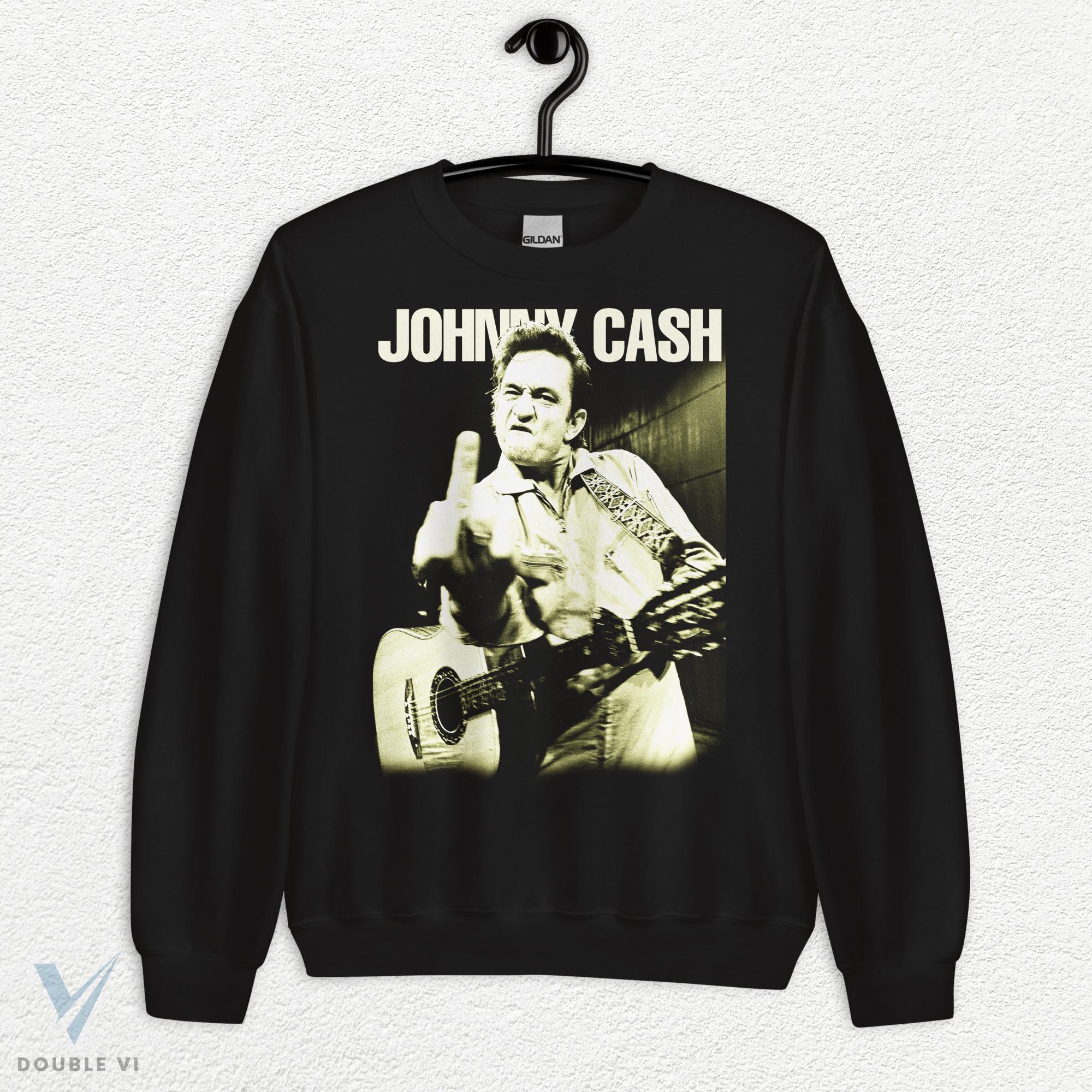 Johnny Cash Middle Finger Sweatshirt – Western Outlaw Style Shirt