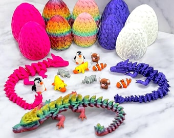 Dragon articulé avec oeuf : décoration PLA à collectionner, cadeau d'anniversaire de Pâques