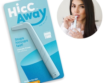 Pajita para el hipo HICCAWAY - Detiene el hipo de forma natural y rápida - Como se vio en Shark Tank - Alivio clínicamente probado para todas las edades - Azul bebé (1 paquete)
