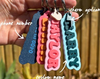 Custom Luggage Tag Kids Travel Bag Name Tag Custom Keychain Name Kids Backpack Tag Luggage School Bag Personalized Gift Keyring Lost Keys