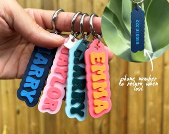 Custom Keychain Tag Name Kids Backpack Tag Kids Bag Luggage Tag School Bag Custom Name Keyring Phone Number Lost Keys Gadget Gift Idea