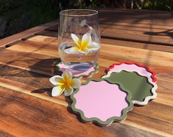 Coaster Set Housewarming Gift Idea Coaster Set Of Coasters Retro Coaster Funky Coaster Fun Wavy Home Decor Accessories Drinkware Funky Gift