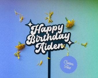 Personalized Birthday Cake Topper: Custom Name, Pink Party Decor